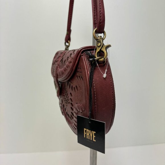 Frye Vivian Crossbody Flap Snap Close Cutout & Stitch Design Purse Red - Picture 4 of 7